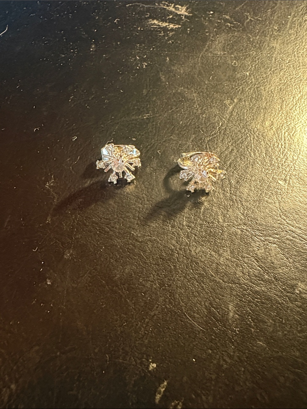 Avon Clear Crystal Sunburst Stud Earrings - Silver Tone